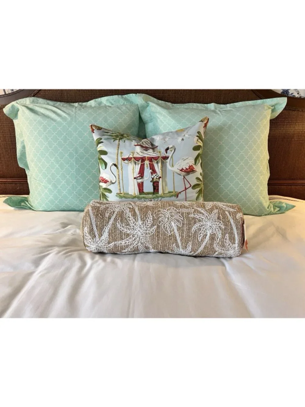 JONATHAN ADLER EURO Shams PR Happy Chic Trefoil Geometric Seafoam Green PRISTINE
